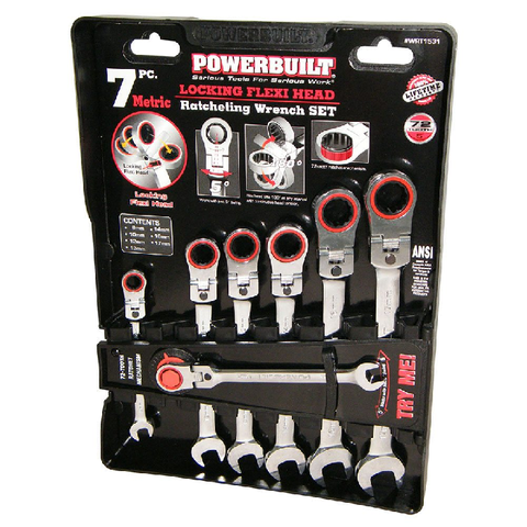 POWERBUILT 7PC GEAR SPANNER FLEXI/LOCKING SET