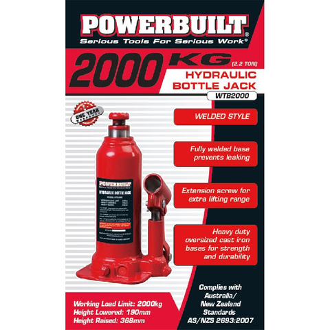 POWERBUILT BOTTLE JACK 2.2TON 2000Kg
