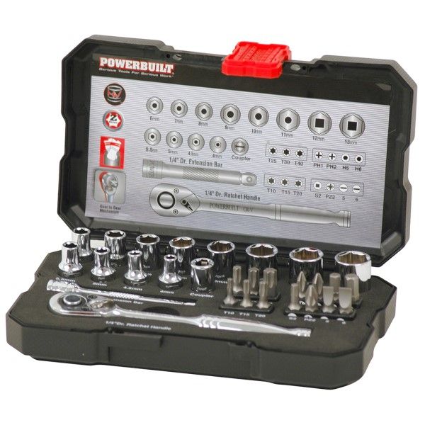 POWERBUILT 1/4DR 30PC METRIC BIT SET