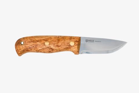 HELLE-WABAKIMI TRIPLE LAMINATED STEEL 84MM BLADE CURLY BIRCH HAND