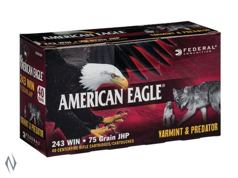 FEDERAL 243 75G JHP AMERICAN EAGLE VMT AMMO 40PK