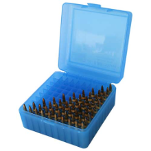 MTM 100RND AMMO BOX 17 REM-223 REM CLEAR BLUE