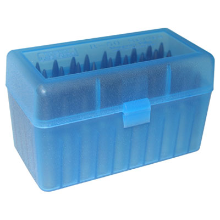 MTM 50RND AMMO BOX 260REM ALL MAGS 375H&H 404 458 CLEAR BLUE