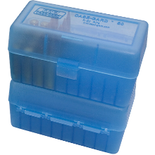 MTM 50RND AMMO BOX 22-250-308 CLEAR BLUE