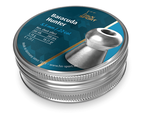 H & N BARACUDA HUNTER 18.21GR .22 PELLET 200PKT