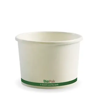 Biopak 550ml / 16oz White BioBowl 25 units per slve