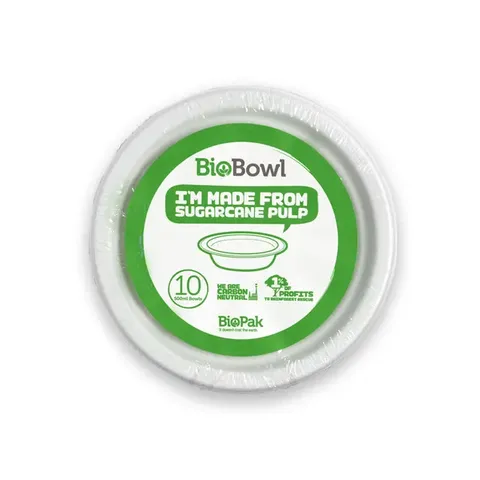 Biopak 10 Pack / 500ml White Biobowls 100 units per ctn