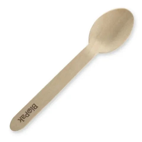 Biopak 16cm Coated Wood Spoon 100 units per pk
