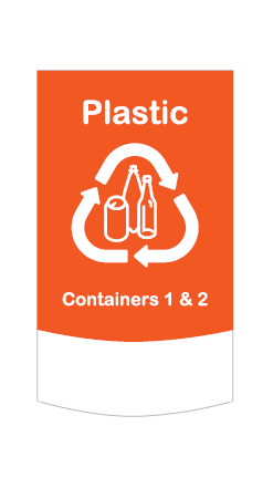 SCS Square 87L Bin, Front, ORANGE /Recycling Label ea