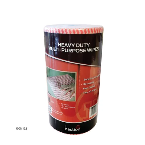 Bastion Red Wipes Heavy Duty 90sht Roll