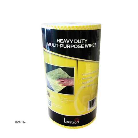 Bastion Yellow Wipes Heavy Duty 90Sht Roll