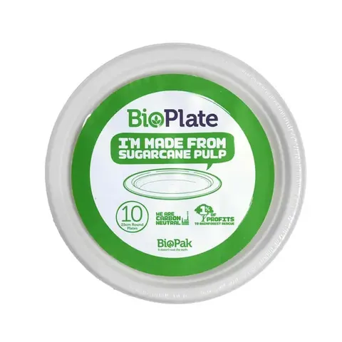 Biopak 10 Pack / 25cm White BioPlates 120 units per ctn