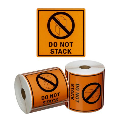 Matthews Do Not Stack Handling Label Orange/Black 99x99mm 500 Roll