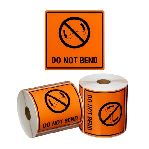 Matthews Do Not Bend Handling Label Orange/Black 99x99mm 500 Roll