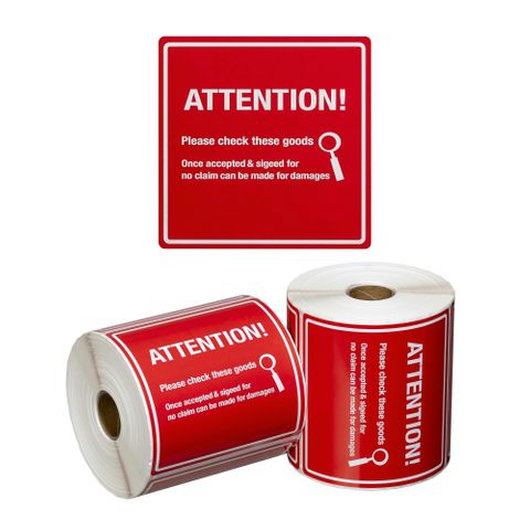 Matthews Attention Please Check Label Red/White 99x99mm 500 Roll