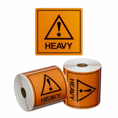 Matthews Heavy Handling Label Orange/Black 99x99mm 500 Roll