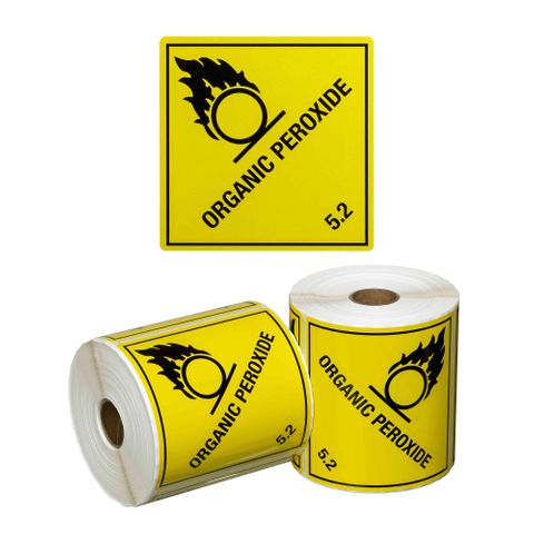Matthews Organic Peroxide 5.2 DG Handling Label Yellow/Black 99x99mm 500 Roll
