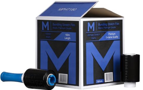 Matthews Black Cast Bundling/ Hand Stretch Film Pallet Wrap 100mmx150m 23mu