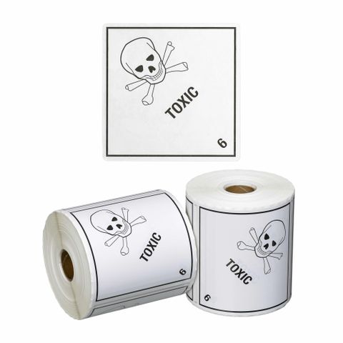 Matthews Toxic 6.1 DG Handling Label White/Black 99x99mm 500 Roll