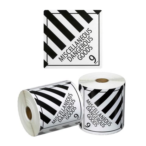 Matthews Miscellaneous Dangerous Goods 9 DG Handling Label White/Black 99x99mm 500 Roll