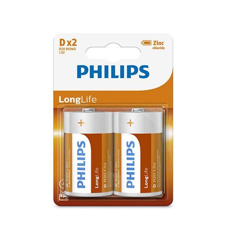 Phillips Power Alkaline Battery Orange Size D 2pk