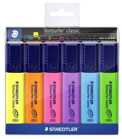 Staedtler 6pack Highlighter Pen Assorted Colour Classic Chisel Tip