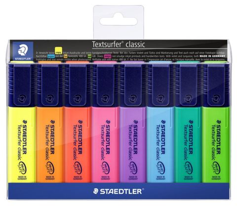 Staedtler 8pack Highlighter Pen Assorted Colour Classic Chisel Tip