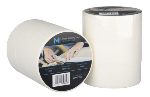 Matthews General Purpose Cream Masking Tape 2 Day Removal 48mm 130mu 50m 3 Roll Slve