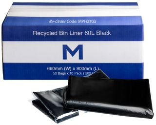Matthews 60L 20mu Recycled Bin Liner Black 600x900mm 50 per Slve