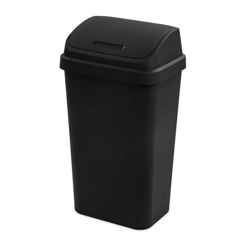 Sterilite Black 49L Swing Top Square Rubbish Bin