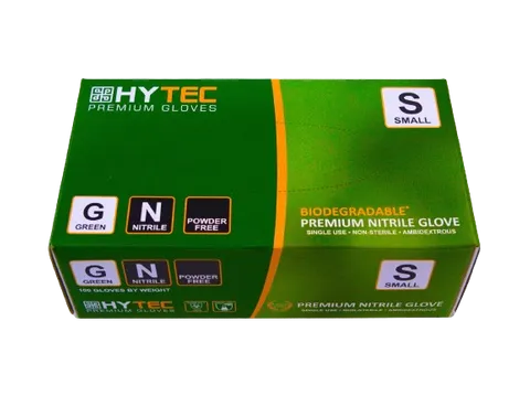Hytec Green Small Nitrile BioDegradable Gloves 100pk