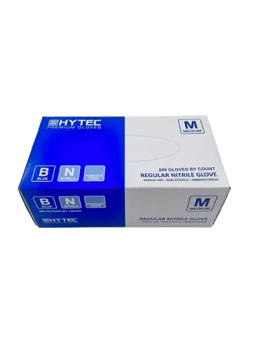 Hytec Blue Regular Medium Nitrile Disposable Gloves 200 p