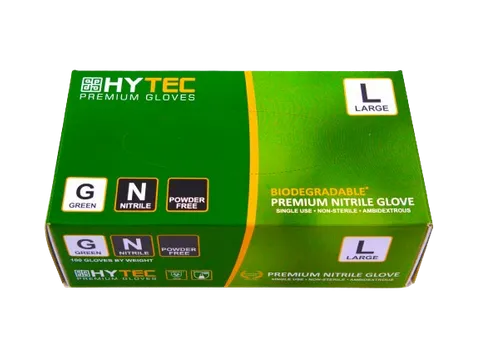 Hytec Green Large Nitrile BioDegradable Gloves 100pk