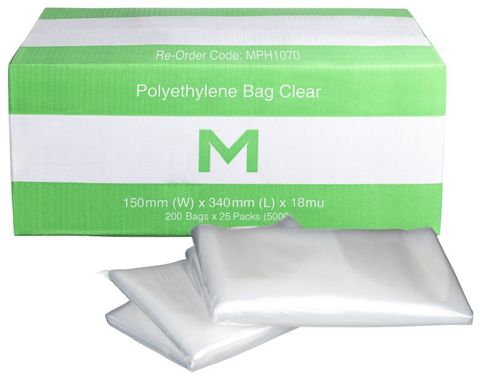 Matthews FP Polyethylene Bag w/Flap Clear, 150mm x 340mm x 18mu