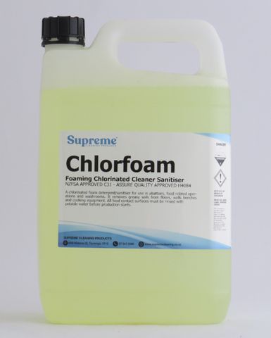 Supreme Chlorfoam Foaming Chlorinated Sanitiser Cleaner 5 Ltr