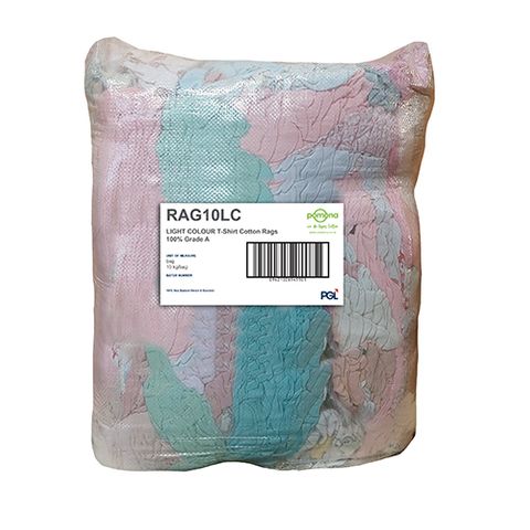 Light Colours T-Shirt Cotton Rags 100% Grade A (10kg/Bag)