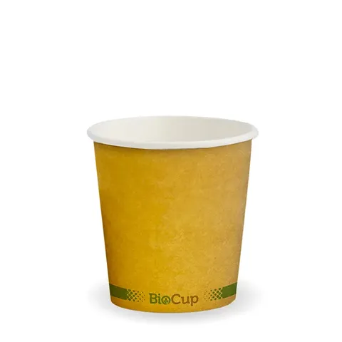 120ml / 4oz (63mm) Kraft Green Line Single Wall BioCup