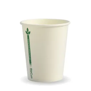 280ml / 8oz (80mm) White Green Line Single Wall BioCup