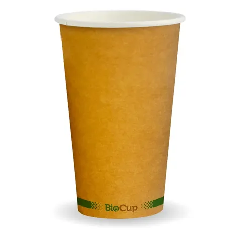 350ml / 12oz (80mm) Kraft Green Line Single Wall BioCup