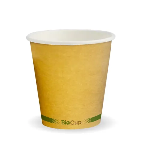 230ml / 6oz (80mm) Kraft Green Line Single Wall BioCup