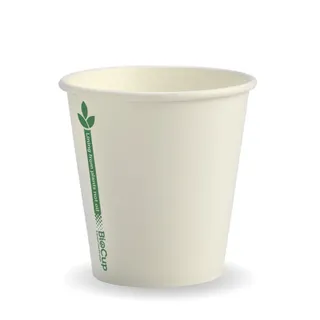 230ml / 6oz (80mm) White Green Line Single Wall BioCup