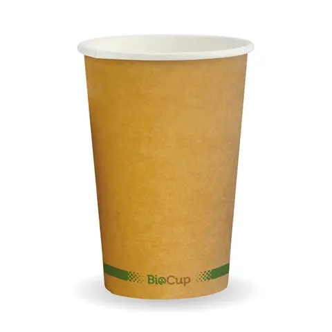 320ml / 10oz (80mm) Kraft Green Line Single Wall BioCup