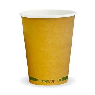390ml / 12oz (90mm) Kraft Green Stripe Single Wall BioCup