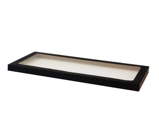 Noir Black Catering Lid with window, Large Narrow Rectangle, 558L x 252W x 30H mm