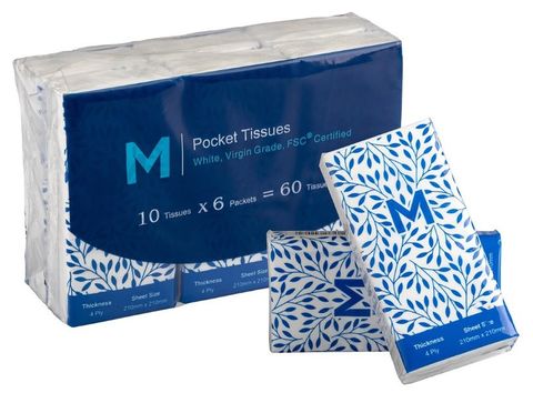 Matthews Pocket Pack Tissues 10shts per Pk 6 pks per Sleeve