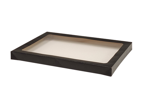 Noir Black Catering Lid with window, Medium Rectangle, 359L x 252W x 80H mm