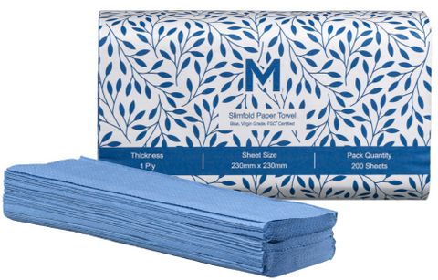 Matthews Blue Slimfold Paper Towel 230mm X 230mm 4000sht Carton