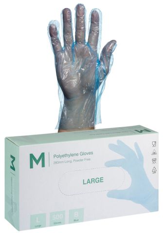 Matthews Large Blue Polyethylene 240mm Cuff500 per pk