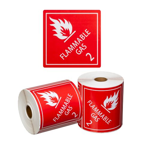 DG Label Flammable Gas 2.1 Red/White, 99mm x 99mm