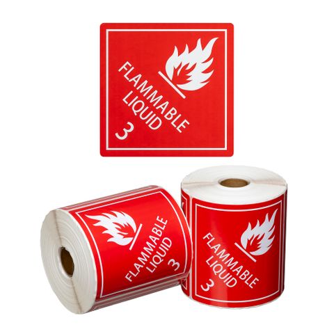 DG Label Flammable Liquid 3 Red/White, 99mm x 99mm